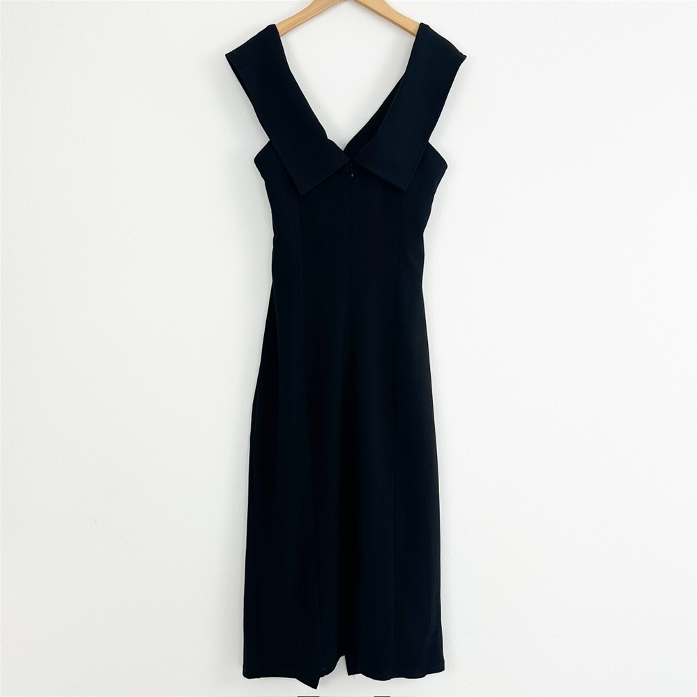NWT Lulus Keep You Out Late Black Twist Front Cutout Midi Dress Size Medium - Picture 8 of 11